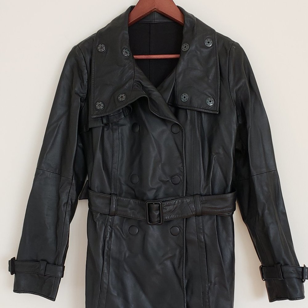 New - Emporio Armani Genuine Leather Trench Coat